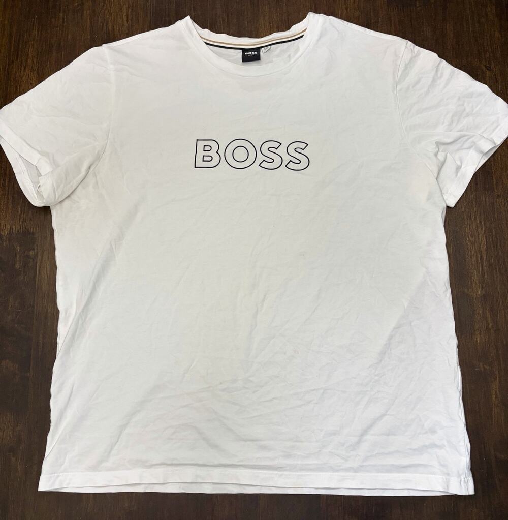 BOSS Men’s T Shirt White Size XXL Beach Sun Protection Regular Fit Crew Neck